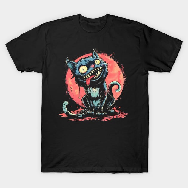 Creepy Cat Zombie T-Shirt by OscarVanHendrix